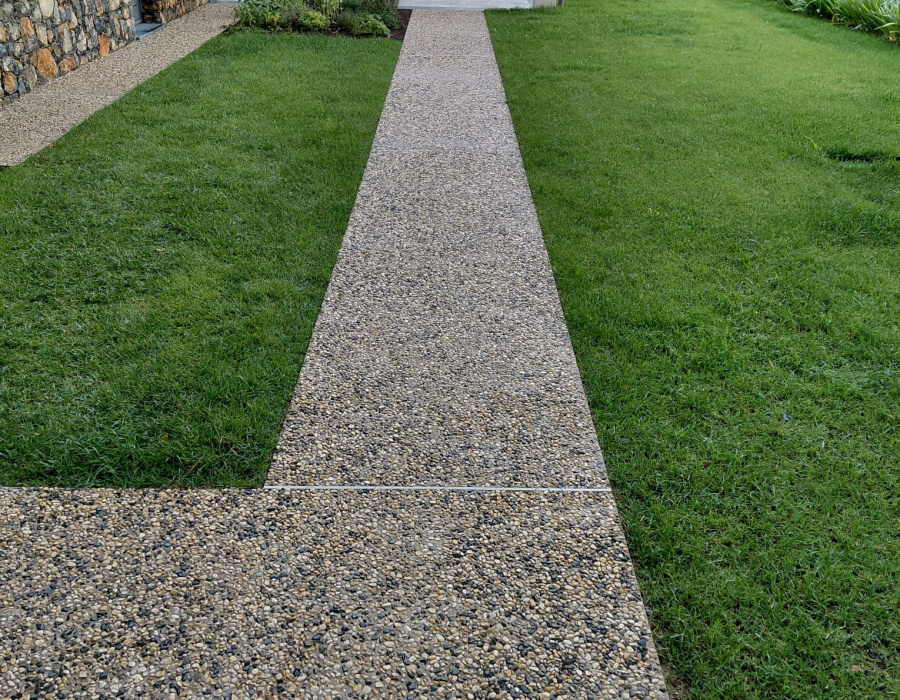 ItalianTerrazzo ghiaino lavato, colori custom-made. Villa privata, Lerici (SP). Progetto: Arch. Cristina Giannini