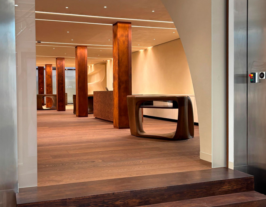 Oxydecor Rust rivestimento effetto ruggine Corten Showroom Polene Amburgo Germania