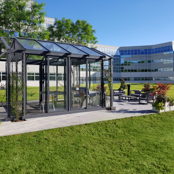 Plam Stampable, pavimento cemento stampato colore medium gray, sfumatura dark gray. Bouygues Bâtiment, Versailles