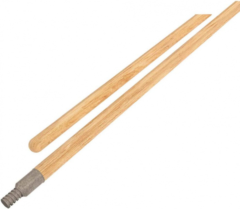 Wooden handle with metal ends