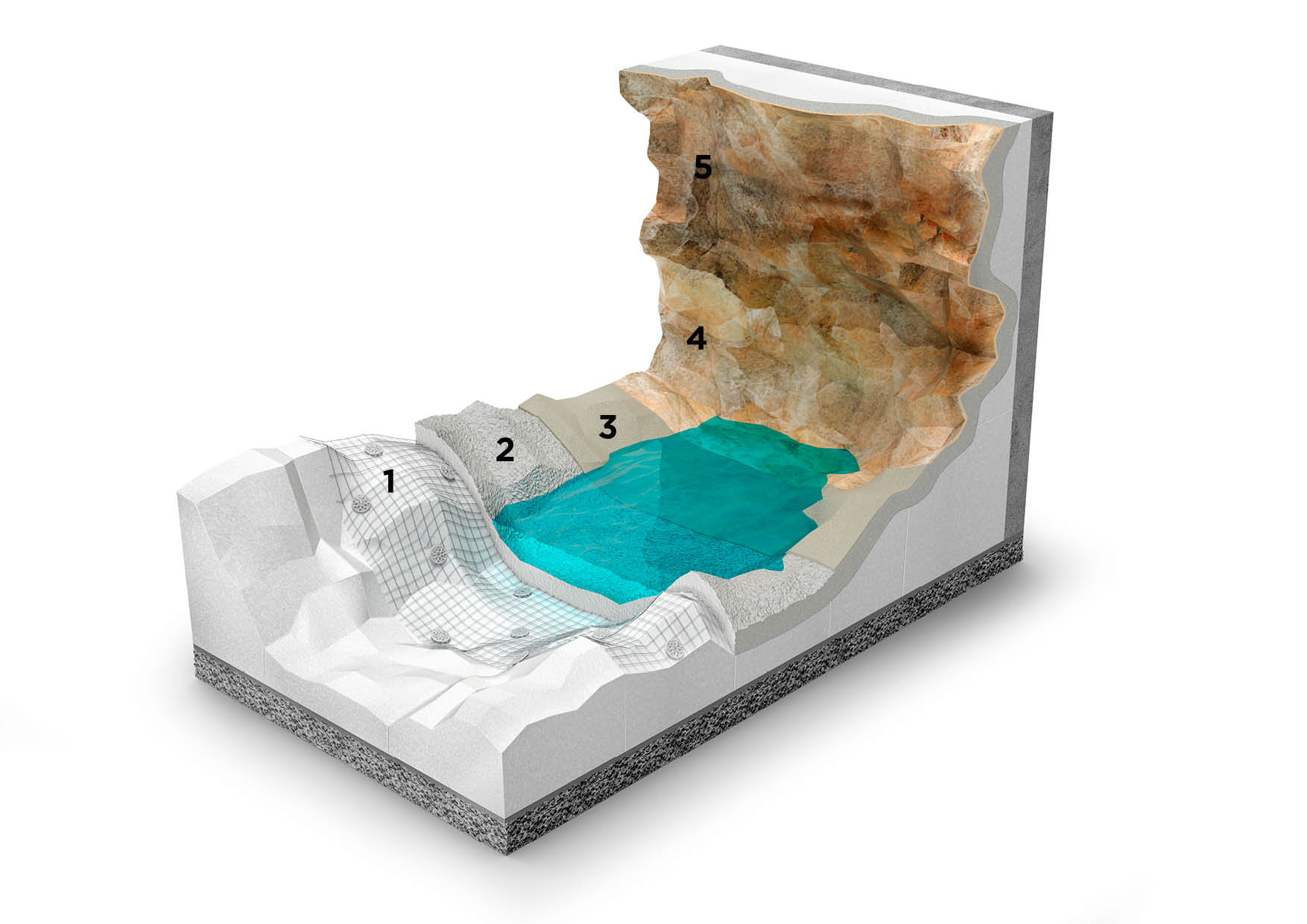 render Plam Rock effetto roccia artificiale realistica