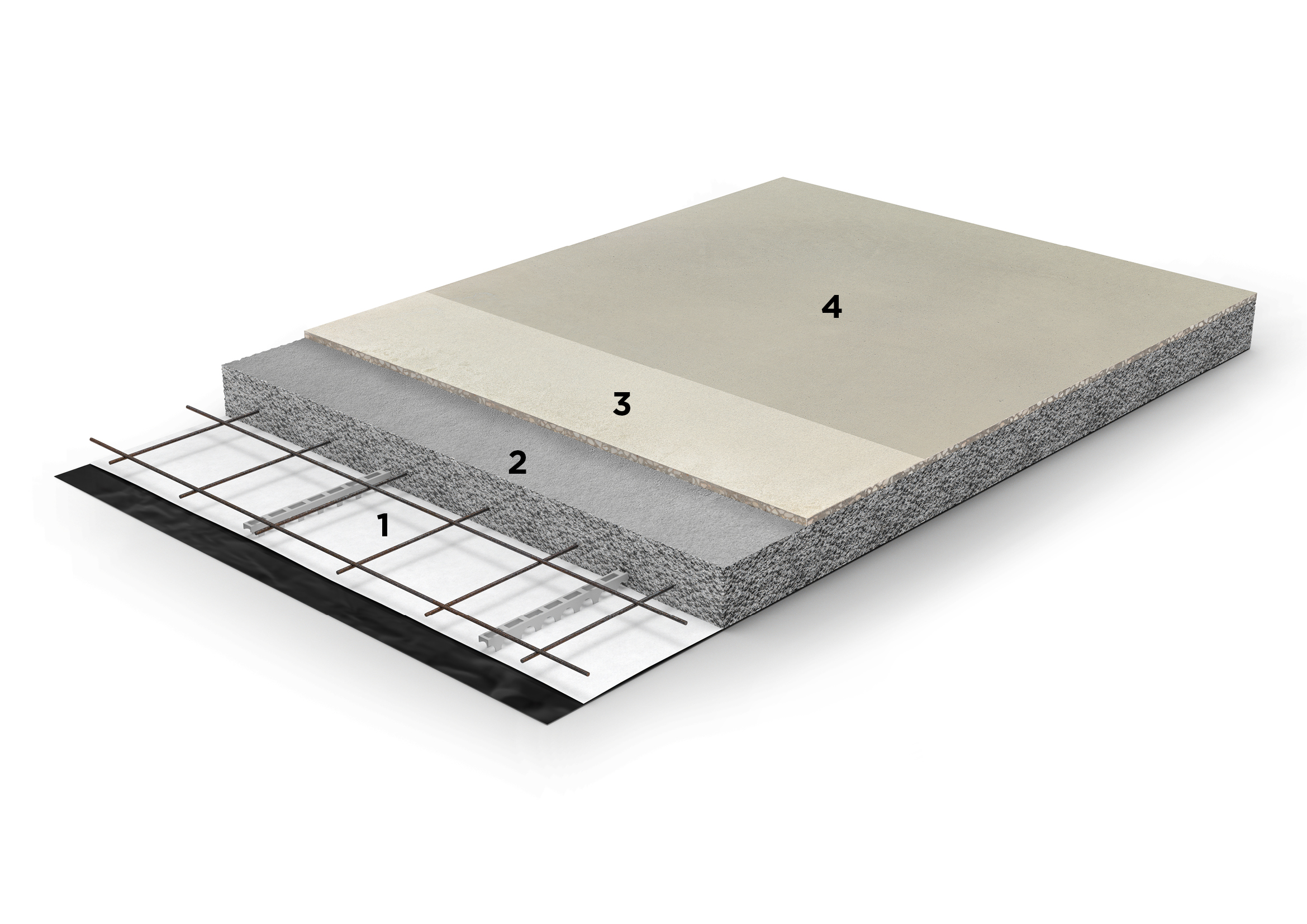 Render di pavimento Deco Nuvolato in cemento decorativo, superficie continua a effetto nuvolato.