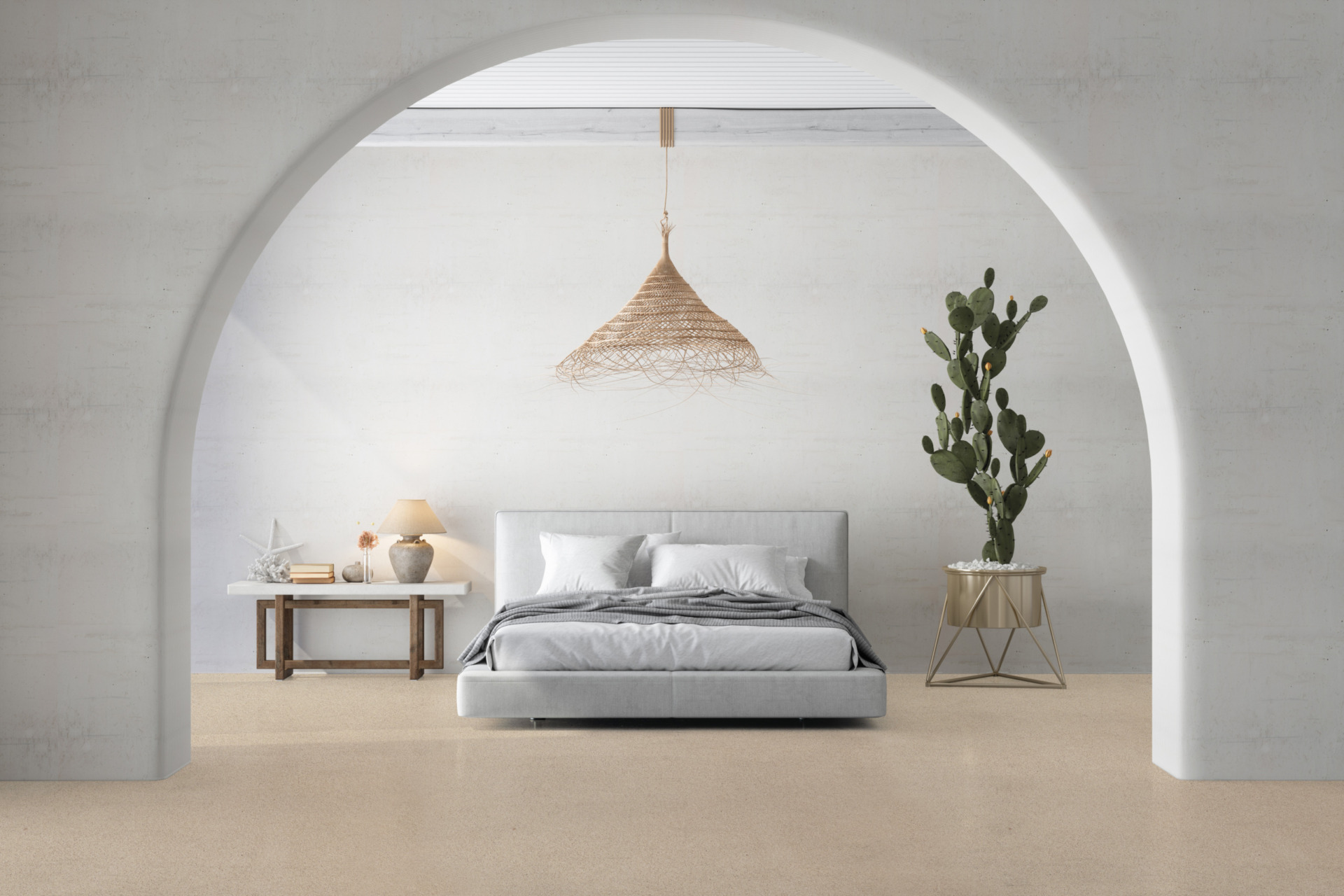 Pavimento Pavilux Sablée Isoplam in calcestruzzo colore Tortora per interni ed esterni.