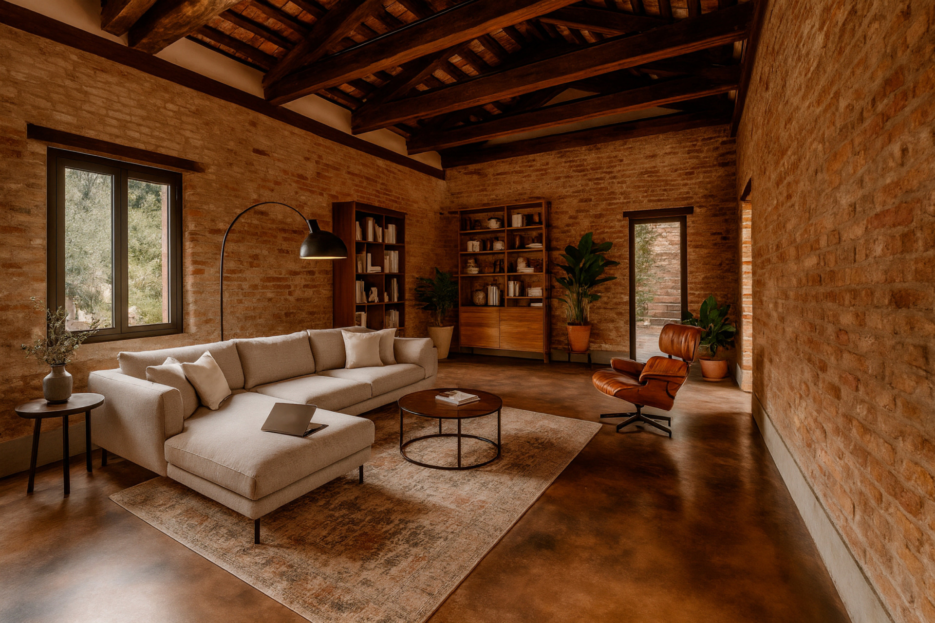 Living moderno con pavimento in cemento acidificato Deco Acidificato Isoplam