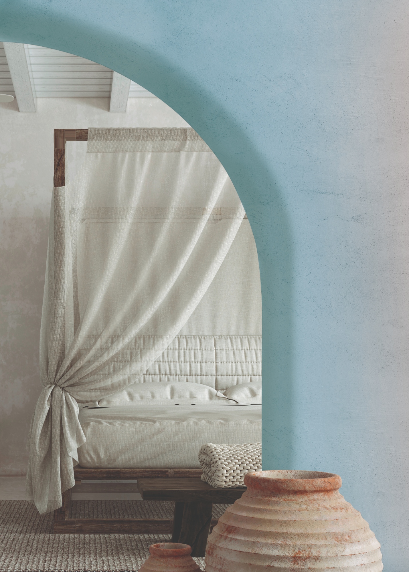 parete camera da letto in Micro Sale e Pepe cemento resina