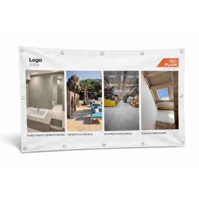 Banner in pvc per comunicazione aziendale clienti Isoplam