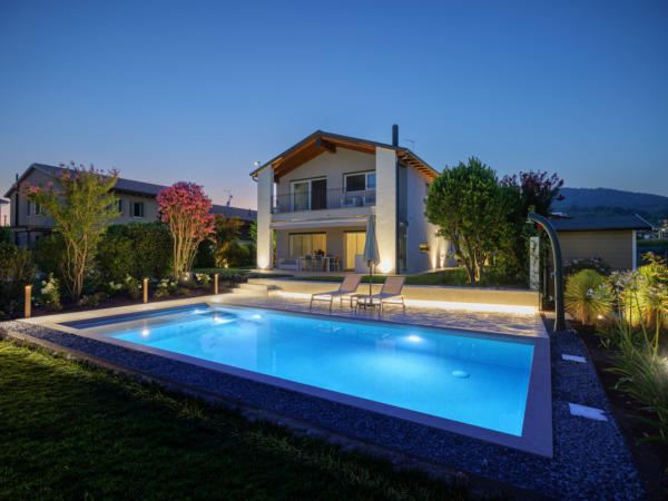 Villa privata - Maser (TV) Pavimento in cemento stampato Plam Stampable Isoplam a bordo piscina